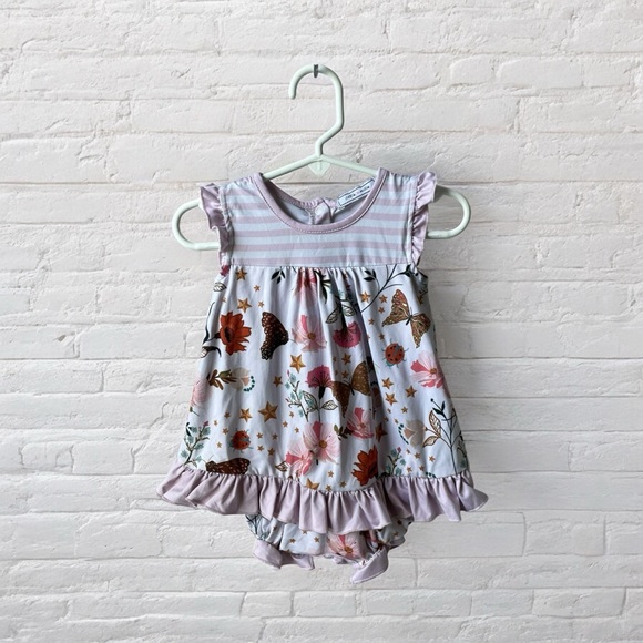 Little Millie // Girls Romper with Floral and Butterfly Accents - Picture 1 of 5